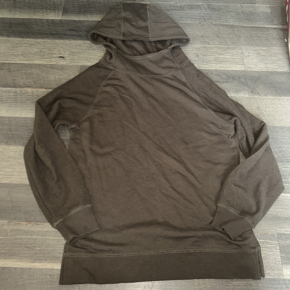 Forever 21 Oversized Pullover Mens XSmall Brown Long Sleeve Hooded Sweatshirt